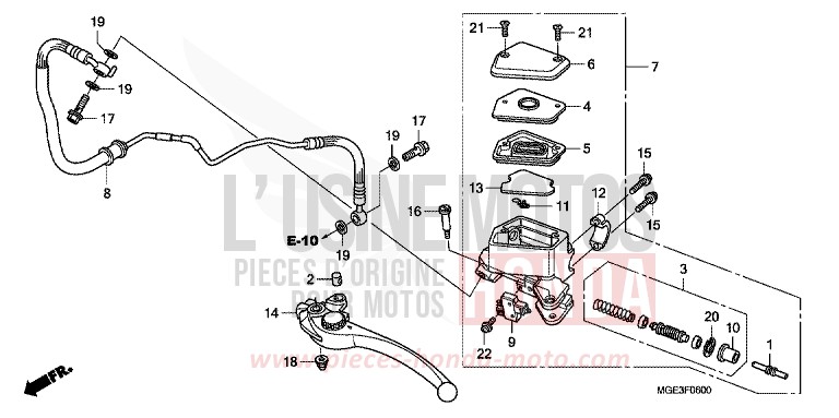 POMPA FRIZIONE per VFR1200F CANDY PROMINENCE RED (R342) del 2011