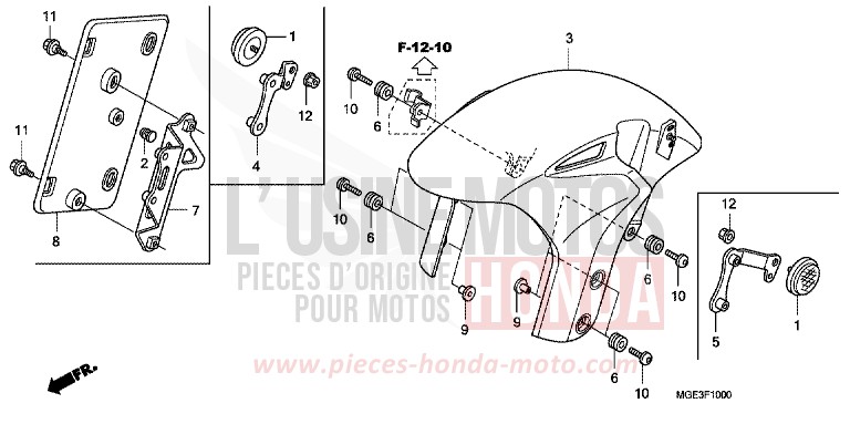 PARAFANGO ANTERIORE per VFR1200F CANDY PROMINENCE RED (R342) del 2011