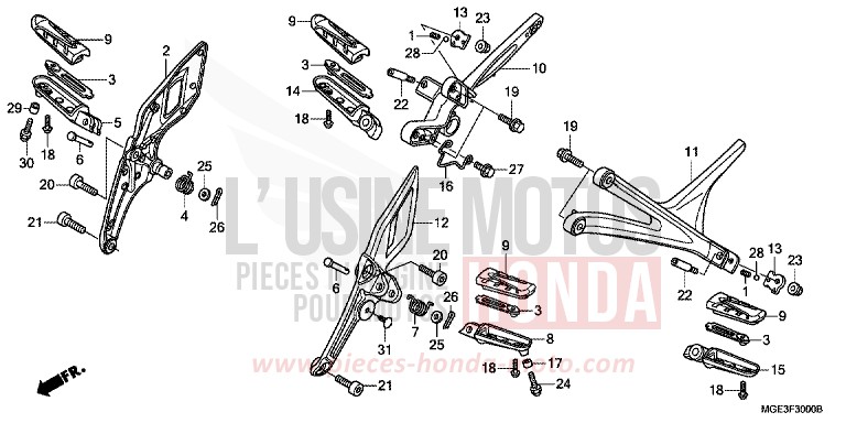 PEDANA per VFR1200F CANDY PROMINENCE RED (R342) del 2011