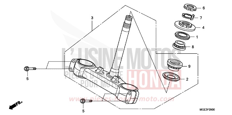 STEERING STEM for VFR1200F PEARL SUNBEAM WHITE (NHA66) from 2011