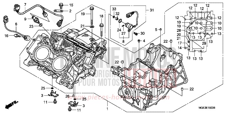 CRANKCASE (VFR1200F) for VFR1200F SEAL SILVER METALLIC (NHA14) from 2011