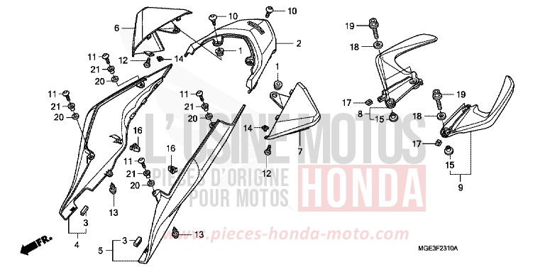 REAR COWL for VFR1200F DARKNESS BLACK METALLIC (NH463) from 2012