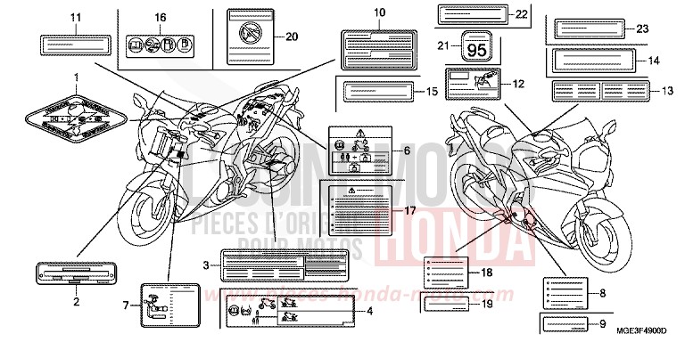 CAUTION LABEL for VFR1200F SEAL SILVER METALLIC (NHA14) from 2013