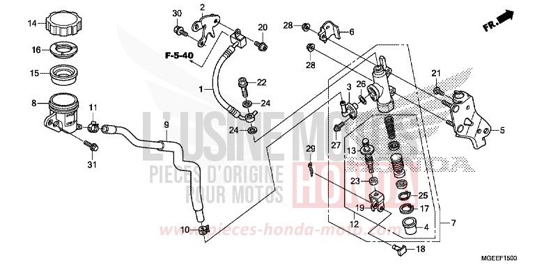 RR. BRAKE MASTER CYLINDER for VFR1200F PEARL GLARE WHITE (NHB53) from 2015