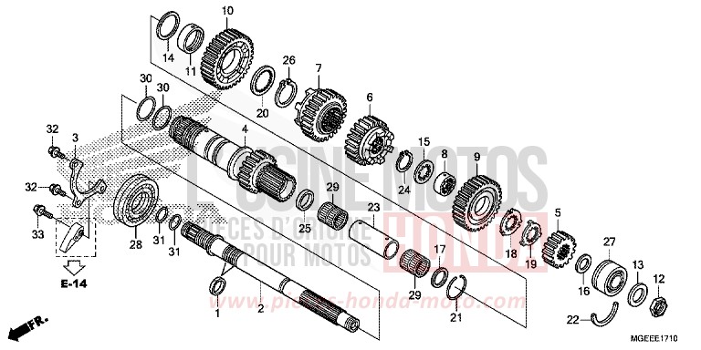 TRANSMISSION (VFR1200FD) (MAINSHAFT) for VFR1200F CANDY PROMINENCE RED (R342) from 2015