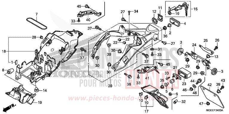 REAR FENDER for VFR1200F CANDY PROMINENCE RED (R342) from 2015