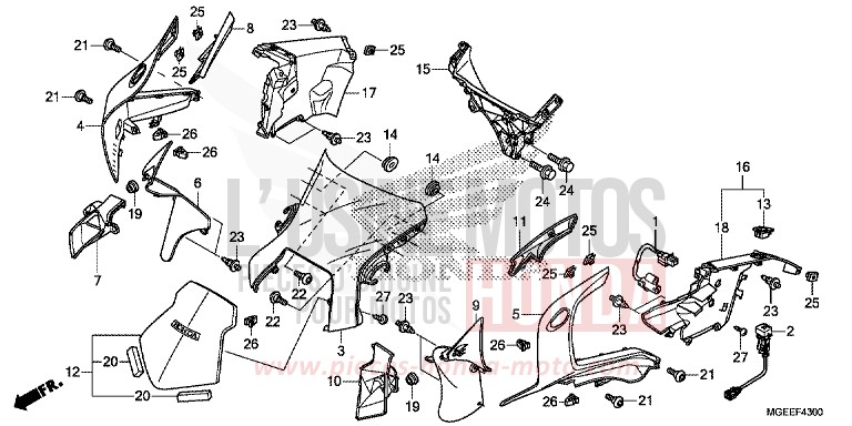 UPPER COWL for VFR1200F CANDY PROMINENCE RED (R342) from 2015