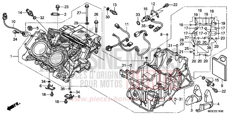CRANKCASE (VFR1200FD) for VFR1200F TITANIUM BLADE METALLIC (YR316) from 2015