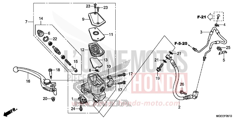 FR. BRAKE MASTER CYLINDER for VFR1200F TITANIUM BLADE METALLIC (YR316) from 2015