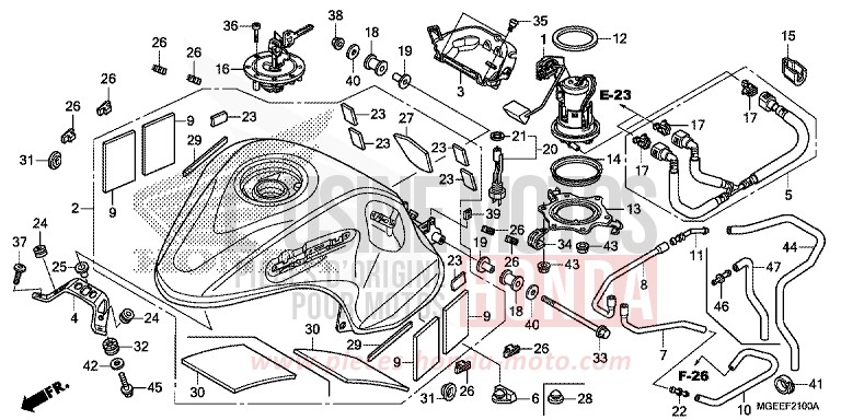 FUEL TANK/FUEL PUMP for VFR1200F TITANIUM BLADE METALLIC (YR316) from 2015