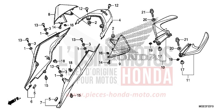 REAR COWL for VFR1200F TITANIUM BLADE METALLIC (YR316) from 2015