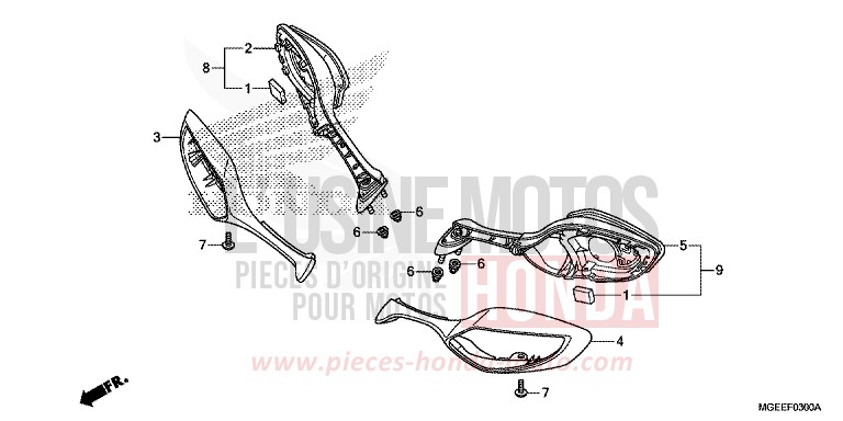 MIRROR for VFR1200F PEARL GLARE WHITE (NHB53) from 2015
