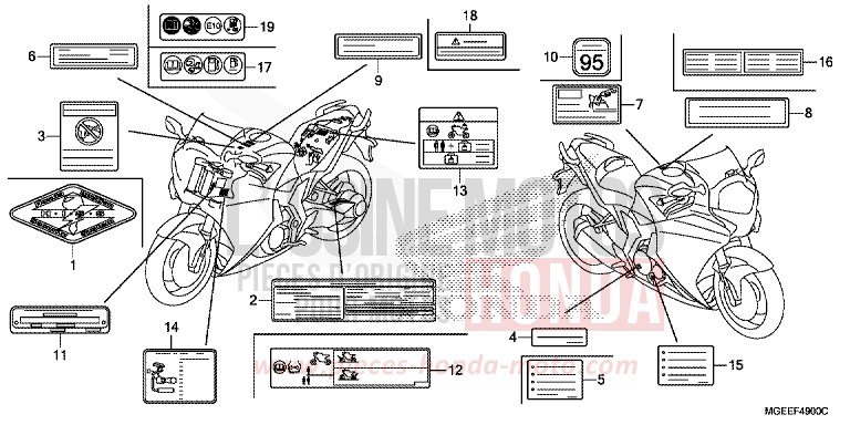 CAUTION LABEL for VFR1200F PEARL GLARE WHITE (NHB53) from 2015
