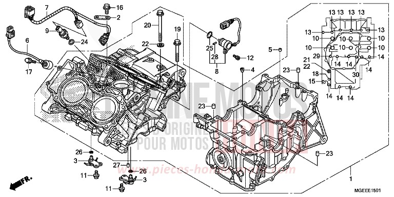 CRANKCASE (VFR1200F) for VFR1200F CANDY PROMINENCE RED (R342) from 2015
