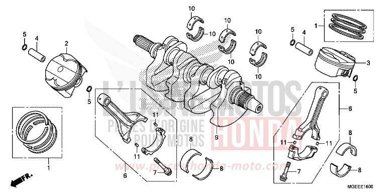 CRANKSHAFT/PISTON for VFR1200F CANDY PROMINENCE RED (R342) from 2015