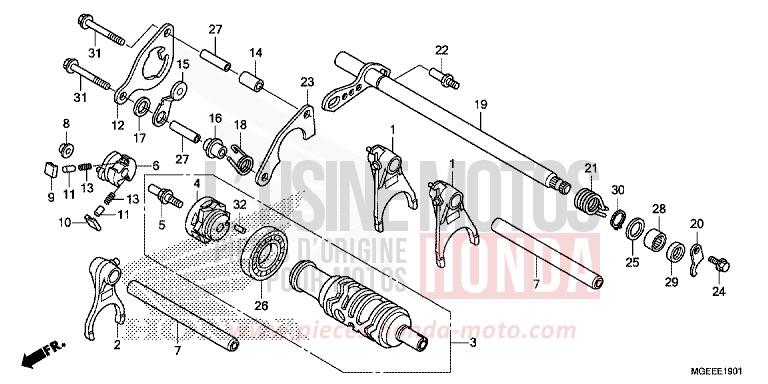 GEARSHIFT DRUM (VFR1200F) for VFR1200F CANDY PROMINENCE RED (R342) from 2015