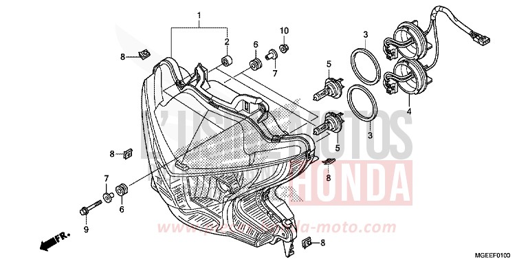 HEADLIGHT for VFR1200F CANDY PROMINENCE RED (R342) from 2015