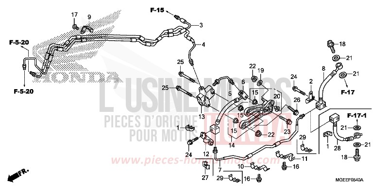 BRAKE HOSE for VFR1200F TITANIUM BLADE METALLIC (YR316) from 2015