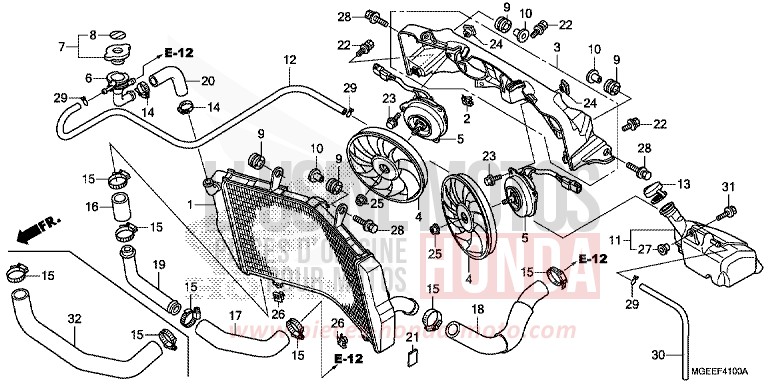 RADIATOR for VFR1200F TITANIUM BLADE METALLIC (YR316) from 2015