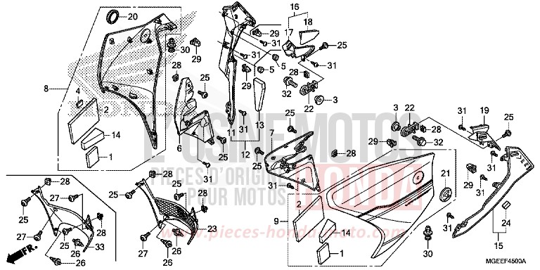 MIDDLE COWL for VFR1200F TITANIUM BLADE METALLIC (YR316) from 2015