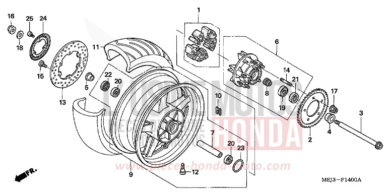 REAR WHEEL for CB1300 PEARL HERON BLUE (PB332) from 2005