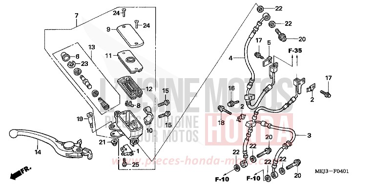 FR. BRAKE MASTER CYLINDER (CB1300A/SA) for CB1300 DARKNESS BLACK METALLIC (NH463) from 2005