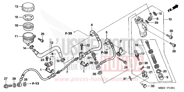 RR. BRAKE MASTER CYLINDER (CB1300A/SA) for CB1300 DARKNESS BLACK METALLIC (NH463) from 2005