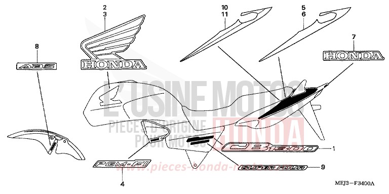 MARK (CB1300/A/F/F1) for CB1300 DARKNESS BLACK METALLIC (NH463) from 2005