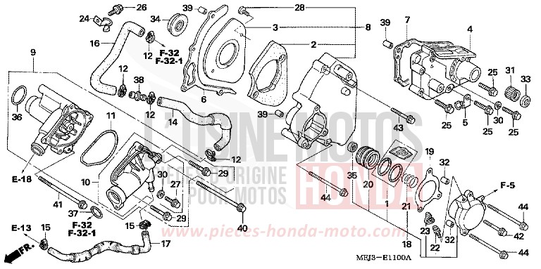 LEFT REAR COVER/WATER PUMP for CB1300 PEARL HERON BLUE (PB332) from 2005