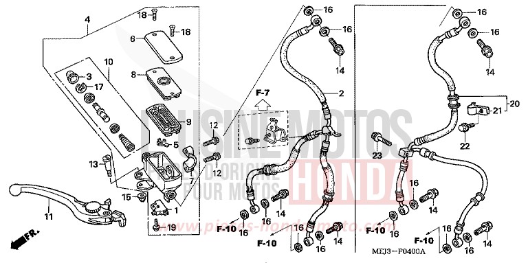 FR. BRAKE MASTER CYLINDER (CB1300/F/F1/S) for CB1300 PEARL FADELESS WHITE (NH341) from 2003