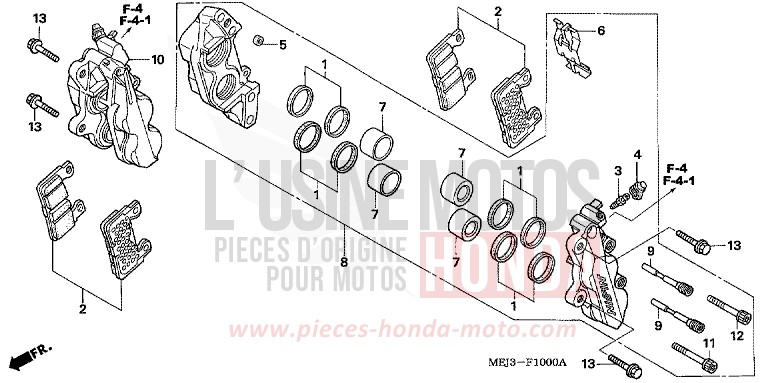 FRONT BRAKE CALIPER for CB1300 PEARL FADELESS WHITE (NH341) from 2003