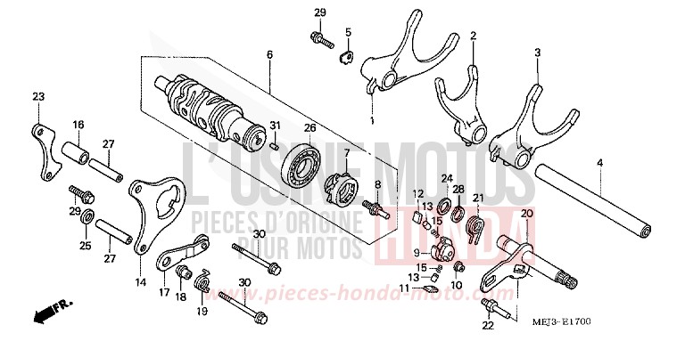 GEARSHIFT DRUM/GEARSHIFT FORK for CB1300 FORCE SILVER METALLIC (NH411) from 2003