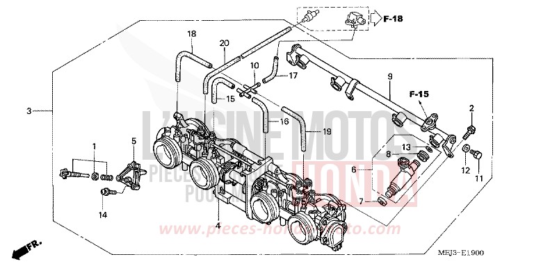 THROTTLE BODY (ASSY.) for CB1300 FORCE SILVER METALLIC (NH411) from 2003