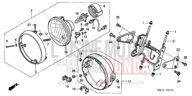 HEADLIGHT (1) for CB1300 FORCE SILVER METALLIC (NH411) from 2003
