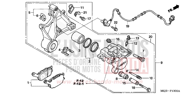 REAR BRAKE CALIPER for CB1300 FORCE SILVER METALLIC (NH411) from 2003