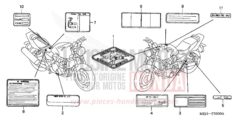 WARNETIKETT (CB1300/A/F/F1) for CB1300 FORCE SILVER METALLIC (NH411) from 2003