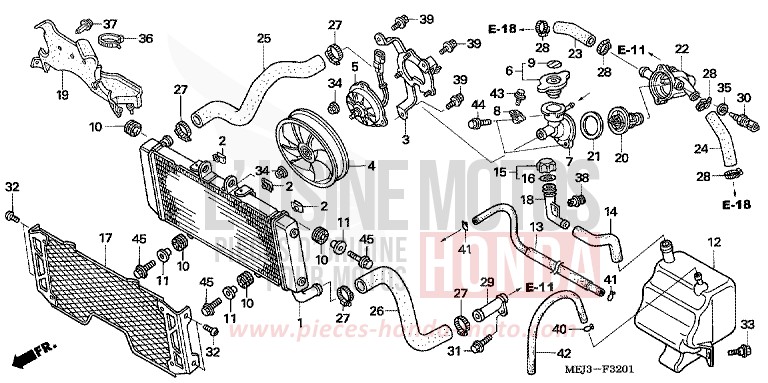 RADIATOR (CB1300A/SA) for CB1300S DARKNESS BLACK METALLIC (NH463) from 2005
