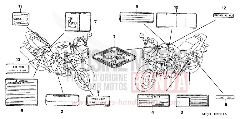 CAUTION LABEL (CB1300S/SA) for CB1300S DARKNESS BLACK METALLIC (NH463) from 2005