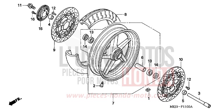 FRONT WHEEL for CB1300S PEARL FADELESS WHITE (NH341K) from 2005