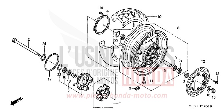 REAR WHEEL for ST1300 CANDY AMBASSADOR RED (R275) from 2002