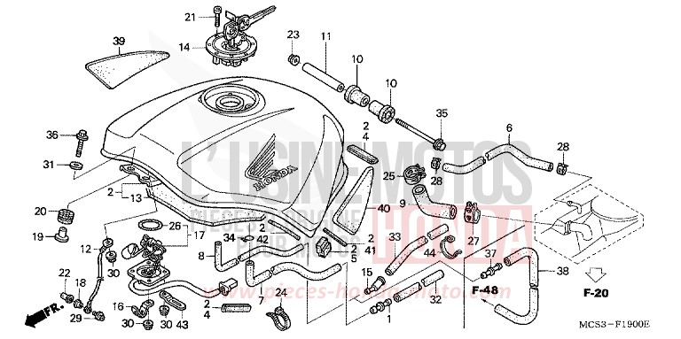 FUEL TANK for ST1300 CANDY AMBASSADOR RED (R275) from 2002