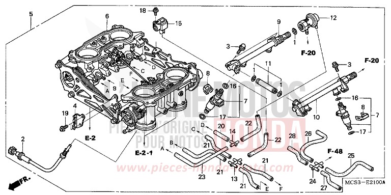 THROTTLE BODY (ASSY.) for ST1300 TOWER SILVER METALLIC (NH478) from 2002