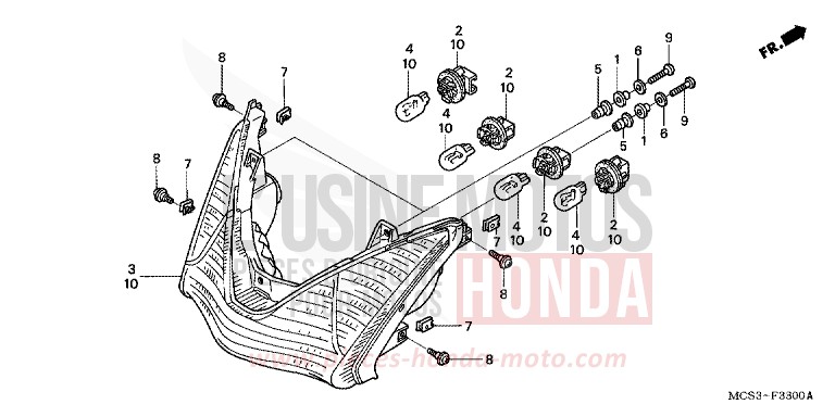 REAR COMBINATION LIGHT for ST1300 TOWER SILVER METALLIC (NH478) from 2002