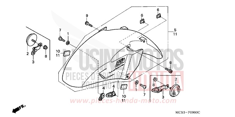 PARAFANGO ANTERIORE per ST1300 CANDY GRACEFUL RED-U (R151) del 2004