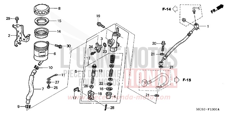 RR. BRAKE MASTER CYLINDER (ST1300) for ST1300 DIGITAL SILVER METALLIC (NHA30) from 2004