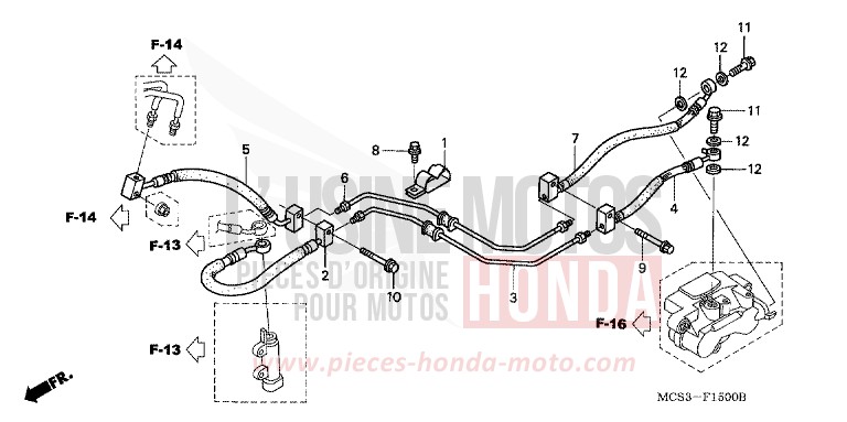 REAR BRAKE HOSE (ST1300) for ST1300 PEARL CORONADO BLUE (PB255) from 2004