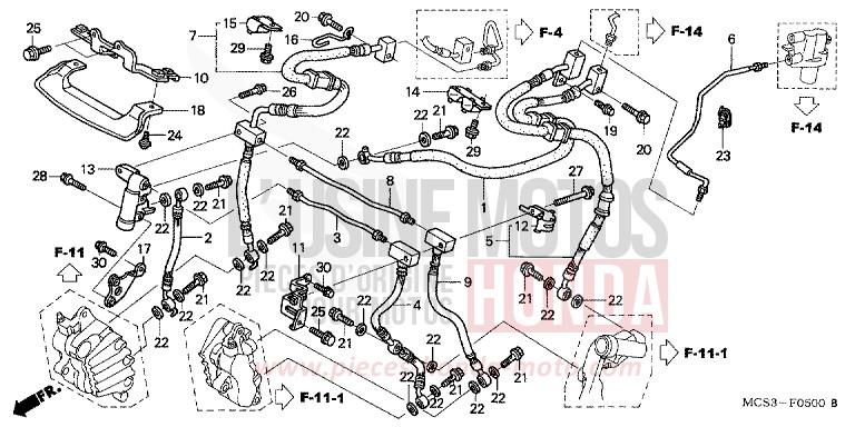 FRONT BRAKE HOSE (ST1300) for ST1300 ACHILLES BLACK METALLIC-U (NH124) from 2006