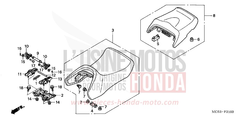 SEAT for ST1300 ACHILLES BLACK METALLIC-U (NH124) from 2006
