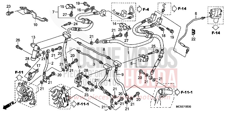FRONT BRAKE HOSE (ST1300) for ST1300 ACHILLES BLACK METALLIC-U (NH124) from 2008