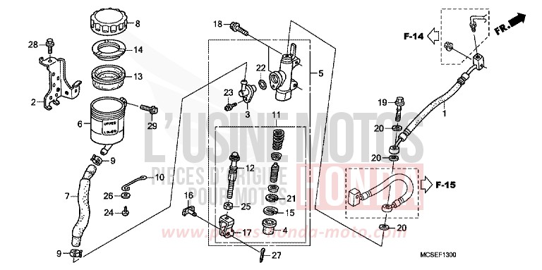 REAR BRAKE MASTER CYLINDER (ST1300) for ST1300 CANDY GLORY RED-U (R101) from 2009